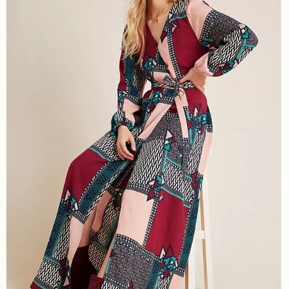 NWT New Anthropologie Virginia Wrap Maxi Dress Petite XSP - Picture 2 of 14
